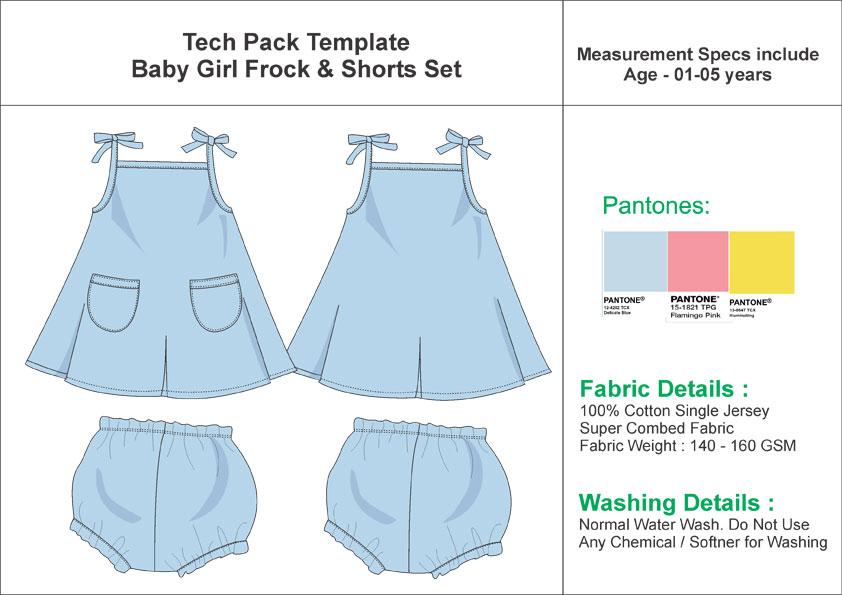Tech Pack Template Baby Frock and Shorts