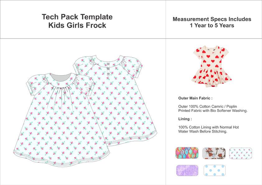 Tech Pack Template Baby Girls Frock