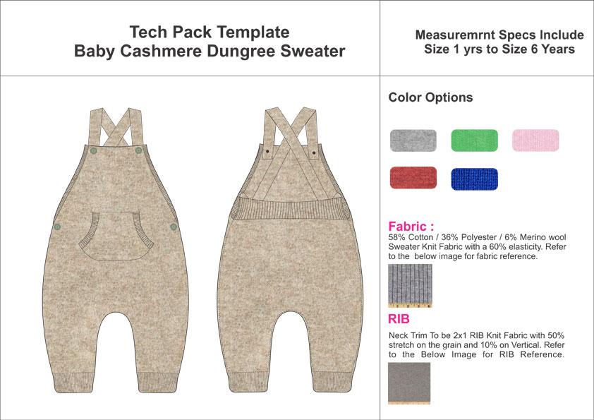 Tech Pack Template Kids Cashmere Dungaree Sweater