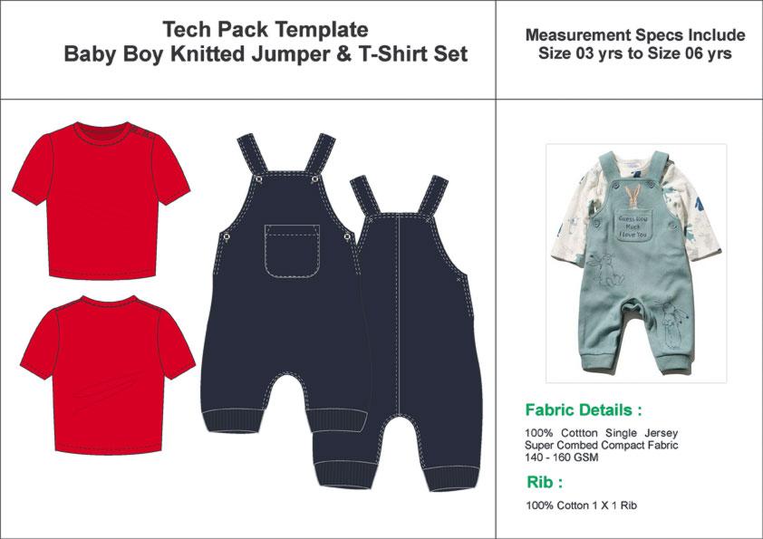 Tech Pack Template Kids Boys Jumper T-shirt Set