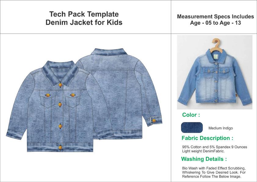 Tech Pack Template Denim Jackets for Kids