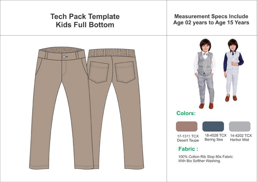 Tech Pack Template Kids Trouser