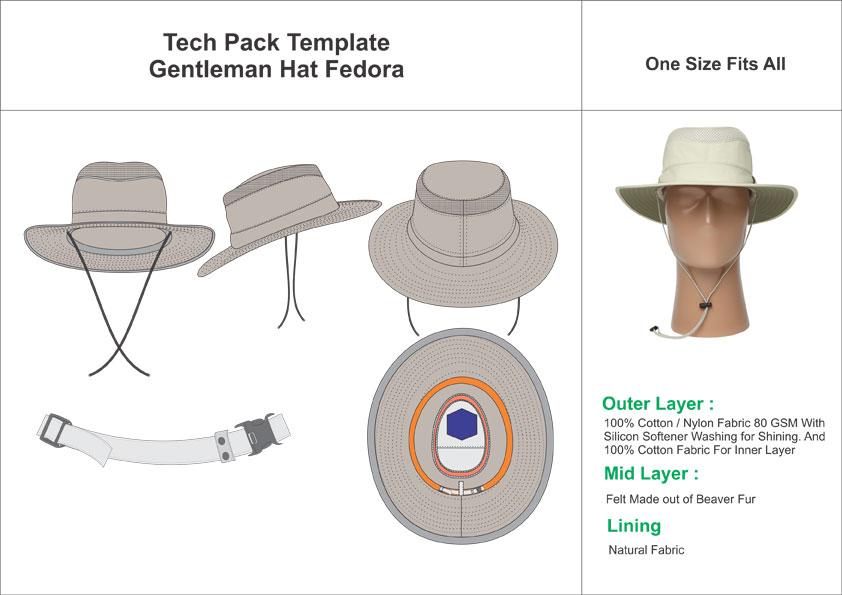 Tech Pack Template Gentleman Fedora Hat