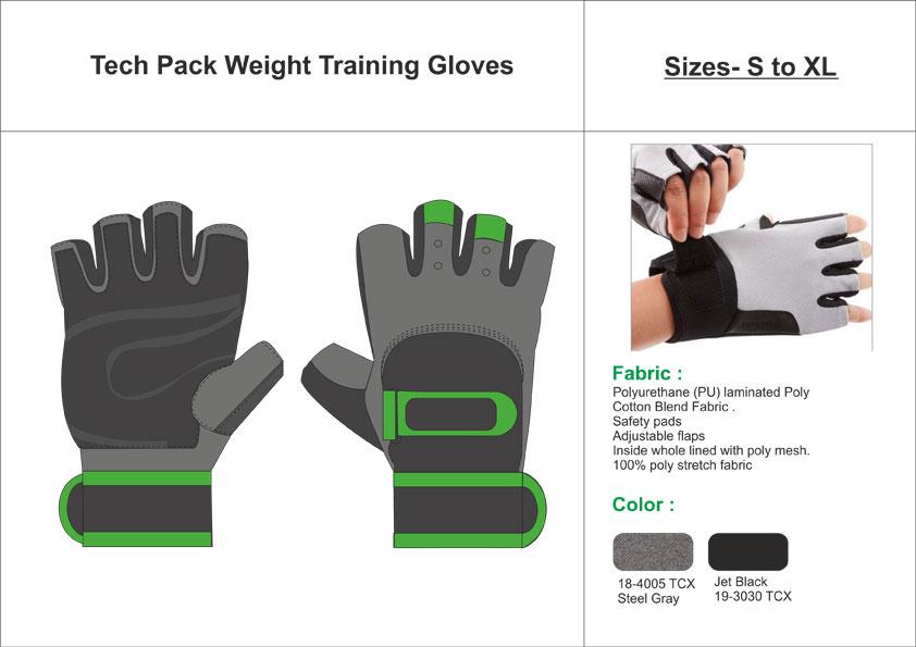 Tech Pack Template Weight Training Gloves