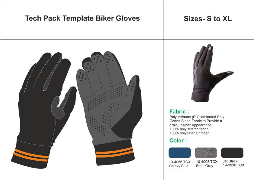 Tech Pack Template Biker Golves