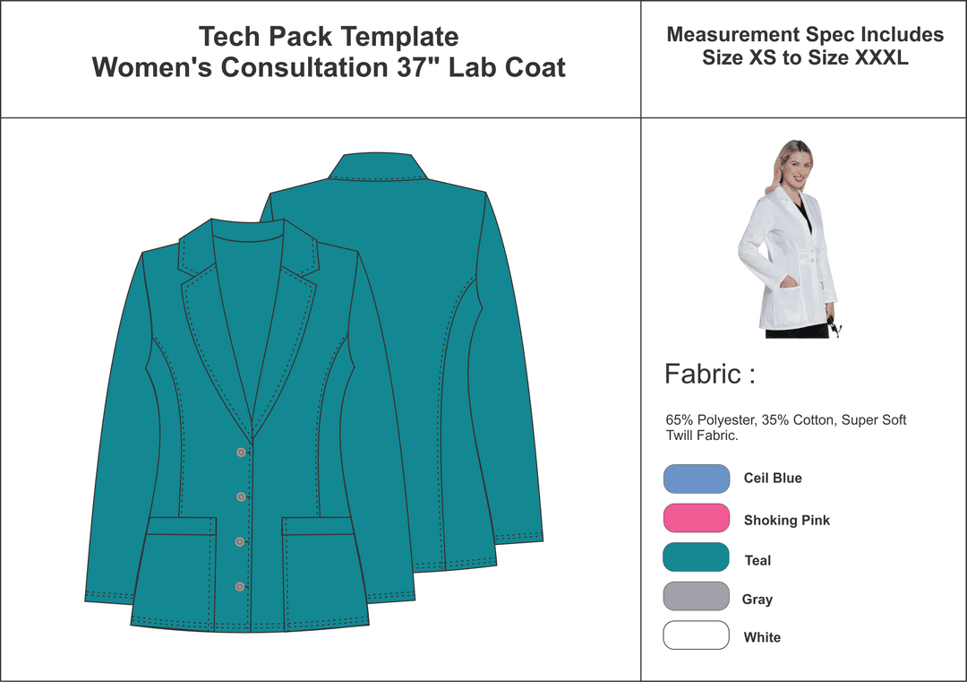Tech Pack Template Womens Consultation Lab Coat