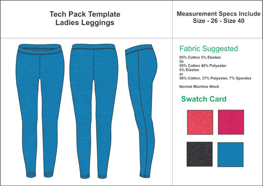 Tech Pack Template Leggings USA Regular Size