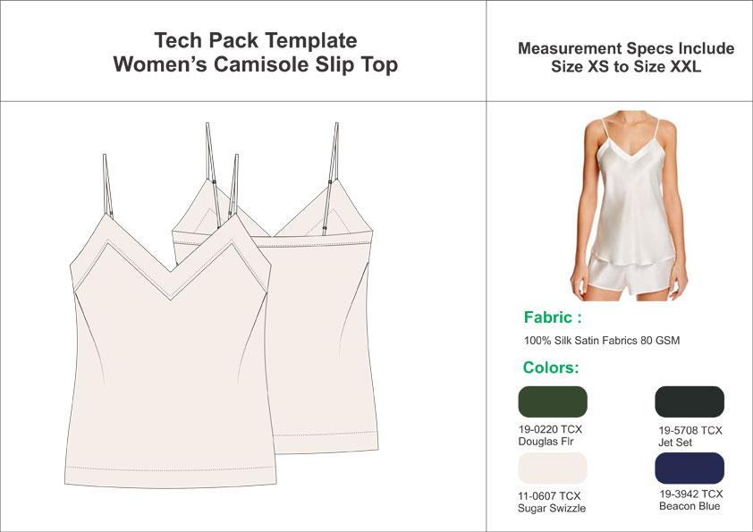 Tech Pack Template Ladies Camisole Slip Top