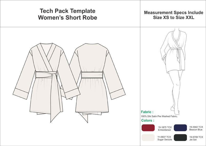 Tech Pack Template Women’s Short Robe