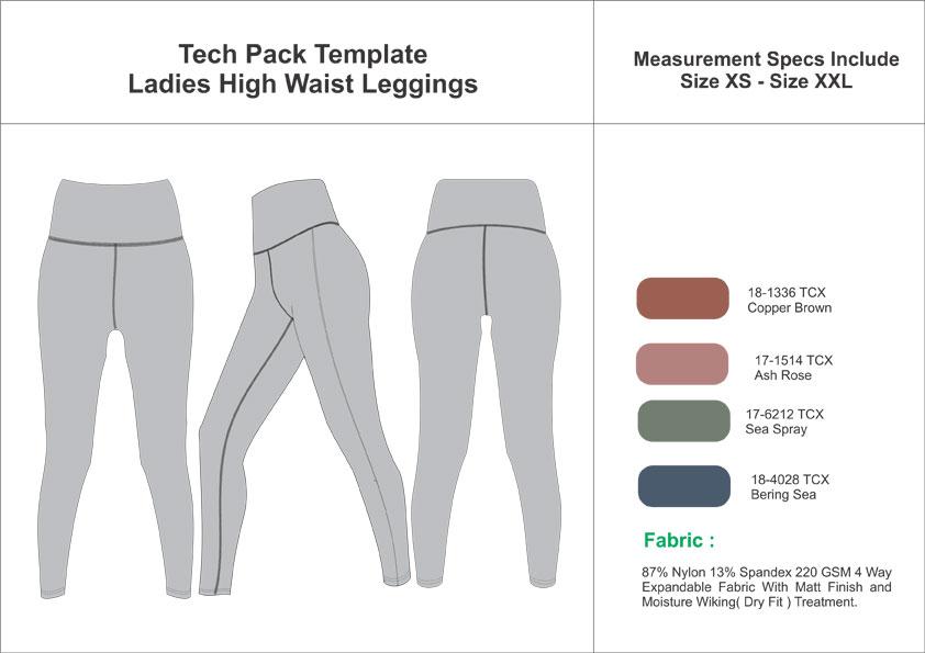 Tech Pack Template Womens High Waist Leggings