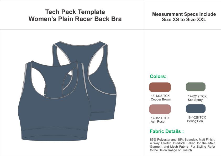 Tech Pack Template Women's Plain Racer Back Bra