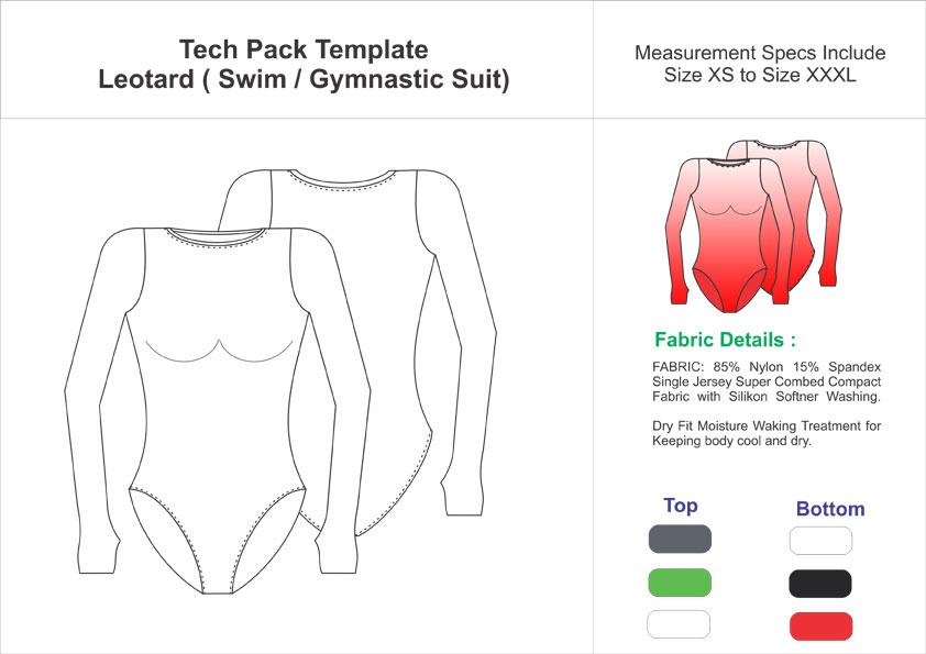 Tech Pack Template Women’s Leotard Gymnastic Suit