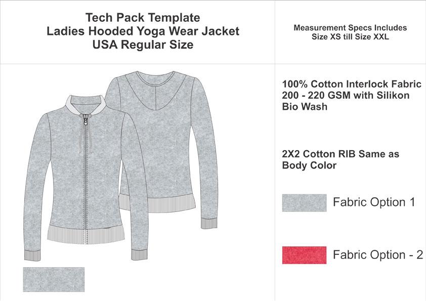 Tech Pack Template Hooded Yogawear Jacket for Womens