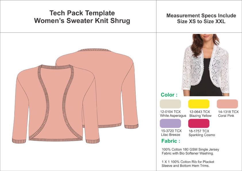 Tech Pack Template Ladies Sweaterknit Srug