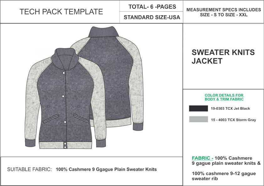 Tech Pack Template Women’s Sweater Knit Jacket