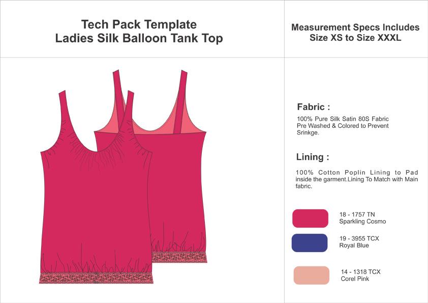 Tech Pack Template Ladies Silk Balloon Tank Top