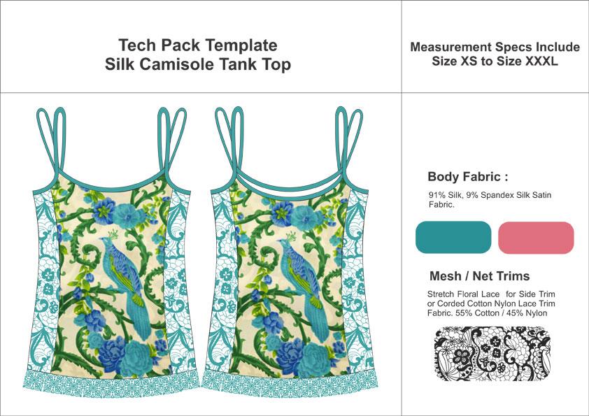 Tech Pack Template Silk Camisole Top