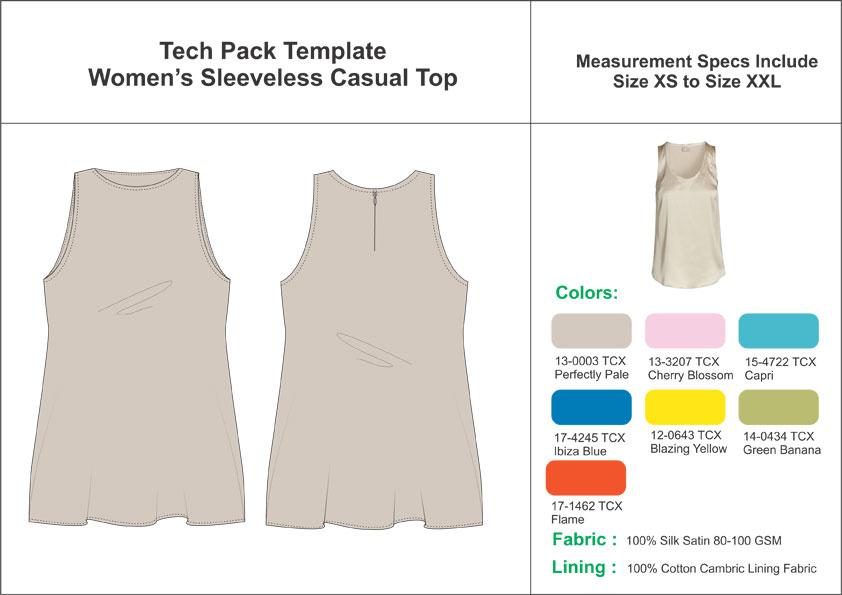 Tech Pack Template Women’s Sleeveless Casual Top