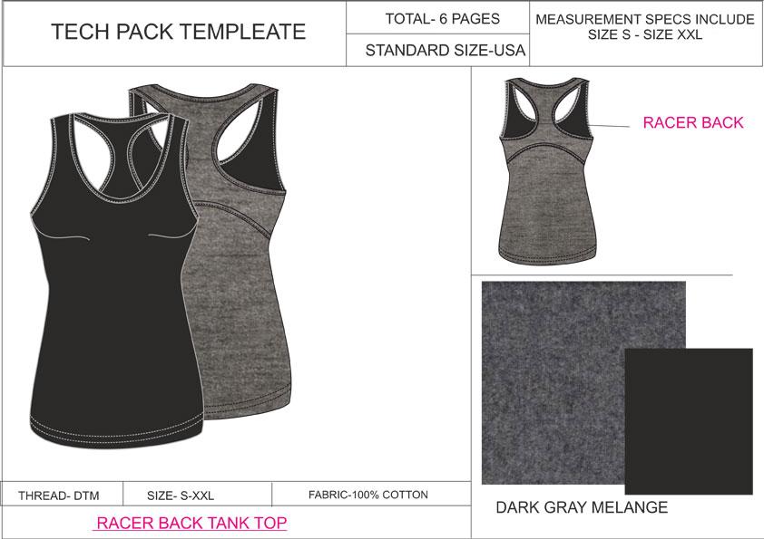 Tech Pack Template Ladies Racer Back Tank Top