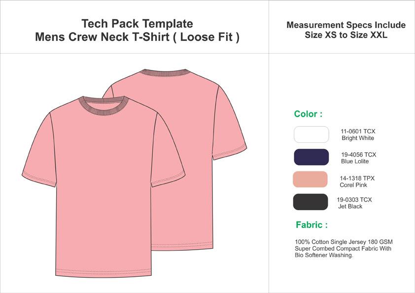 Tech Pack Template Men's Oversized Crewneck T-Shirt