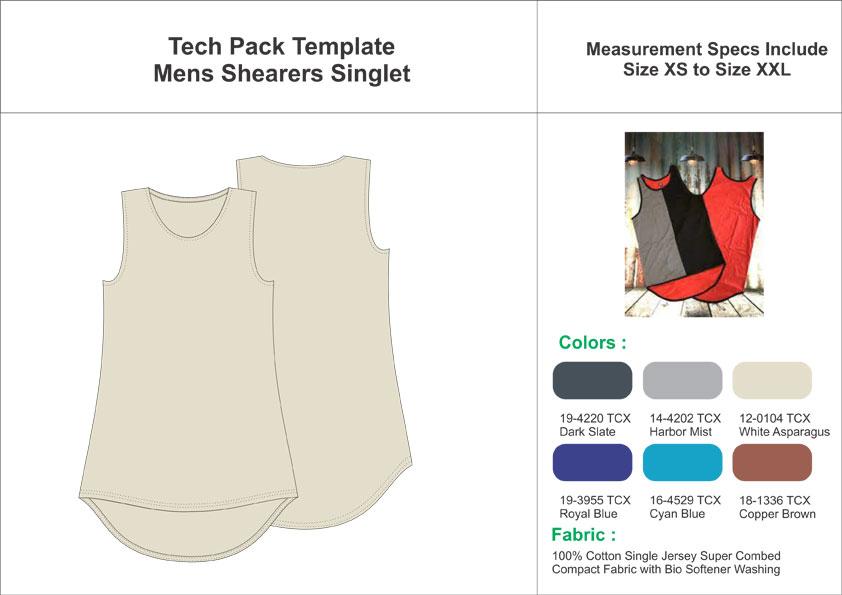 Tech Pack Template Men’s Shearers Singlet USA Standard Size