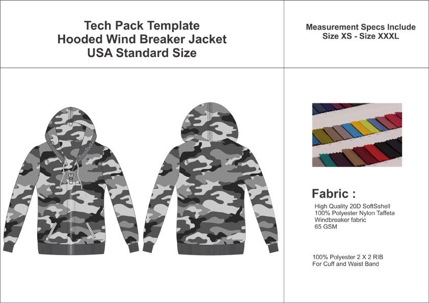 Tech Pack Template Hooded Windbreaker Jacket