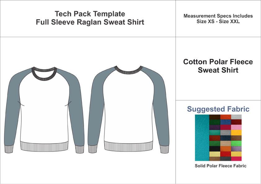 Tech Pack Template Full Sleeves Raglan Sweatshirt