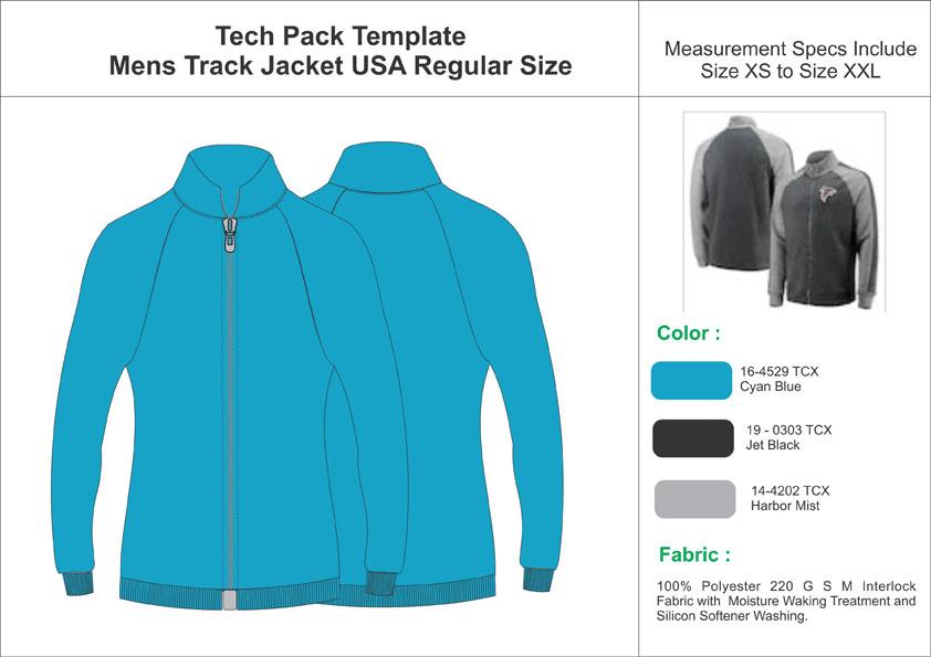 Tech Pack Template Mens Raglan Sleeve Track Jacket