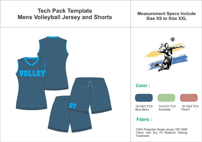 Tech Pack Template Mens Vollyball Jersey Pant