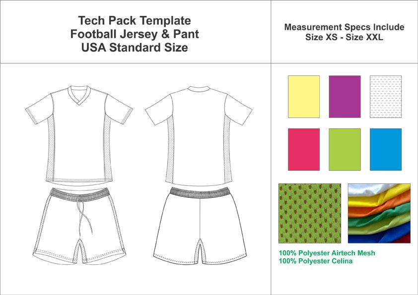 Tech Pack Template Soccer Jersey Pant Set