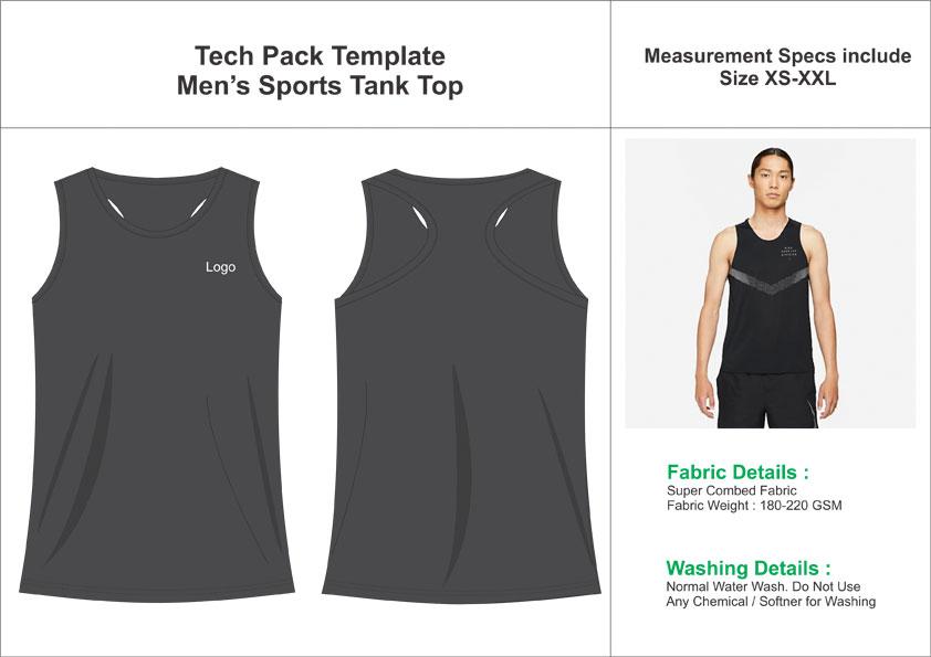 Tech Pack Template Mens Sports Tank Top