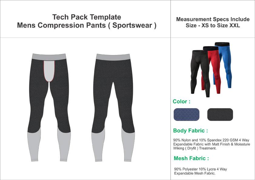 Tech Pack Template Mens Compression Pant