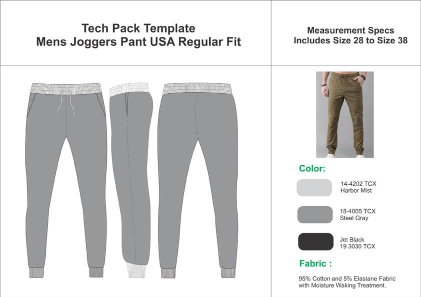 Tech Pack Template Mens Joggers Pant