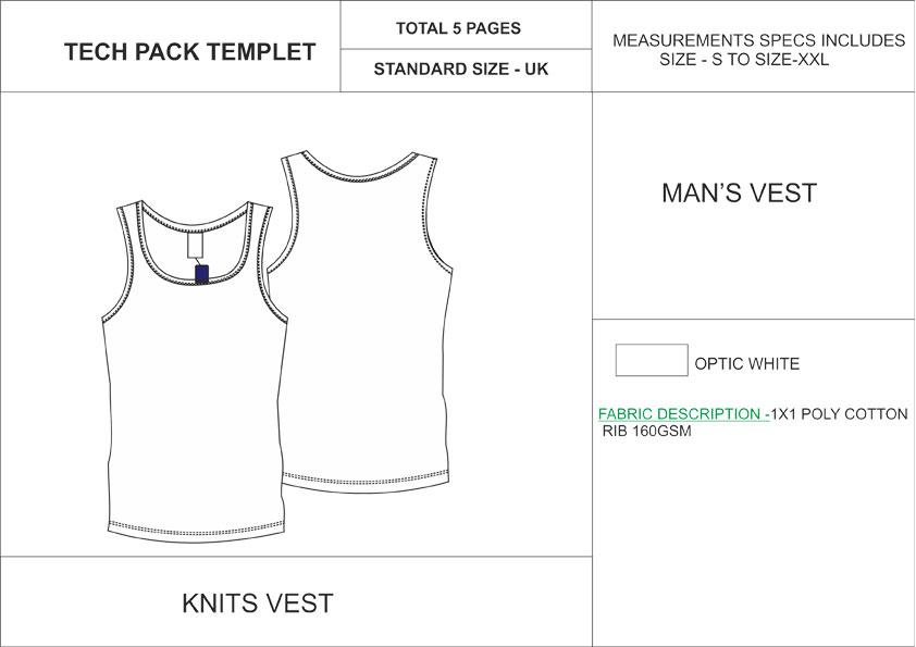 Tech Pack Template Mens Regular Vest