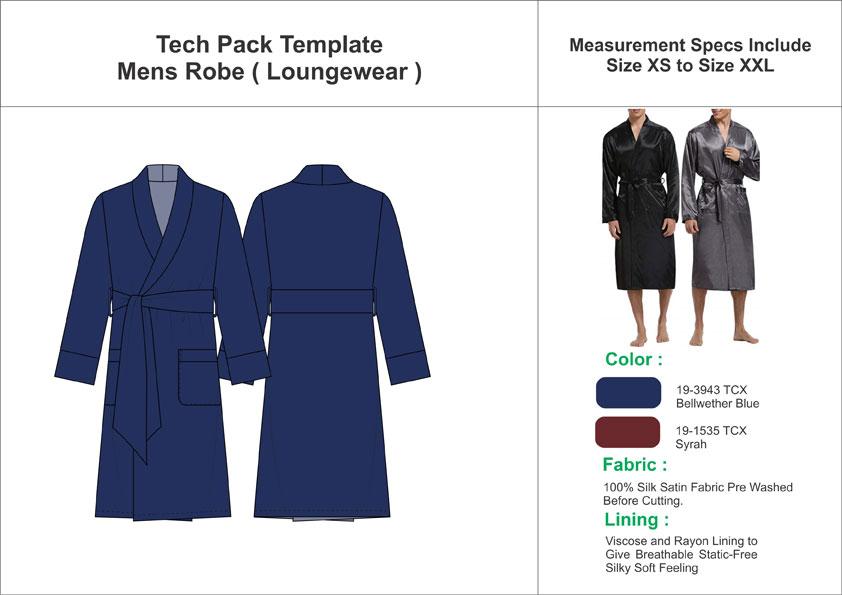 Tech Pack Template Mens Robe