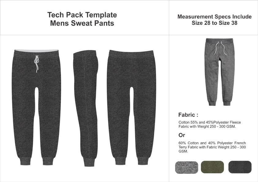 Tech Pack Template Mens Sweat Pants