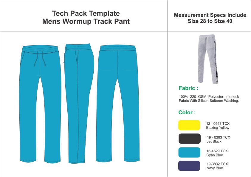 Tech Pack Template Men’s Warm-up Track Pants