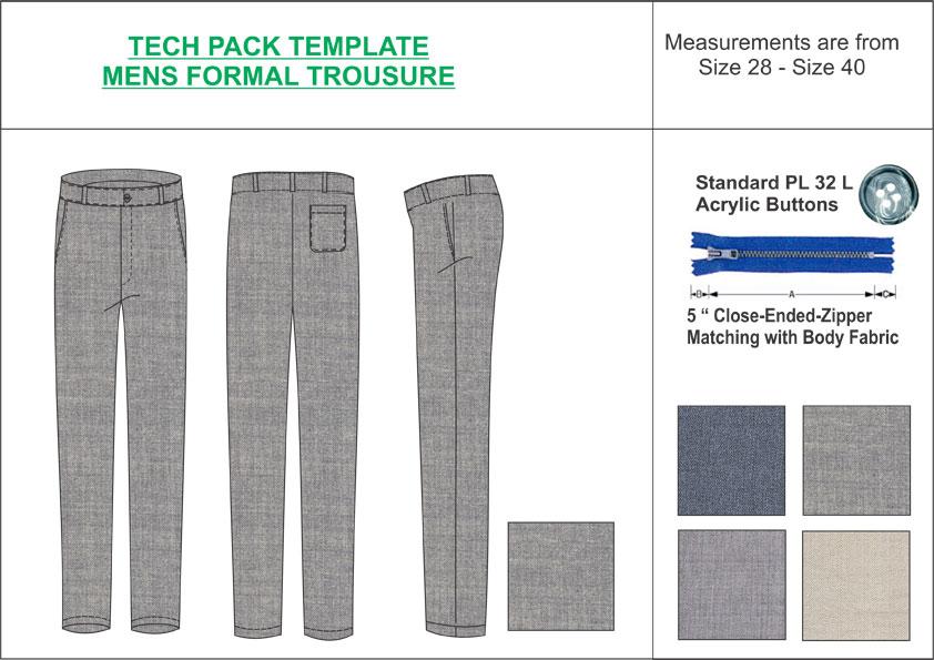 Tech Pack Template Mens Formal Trouser