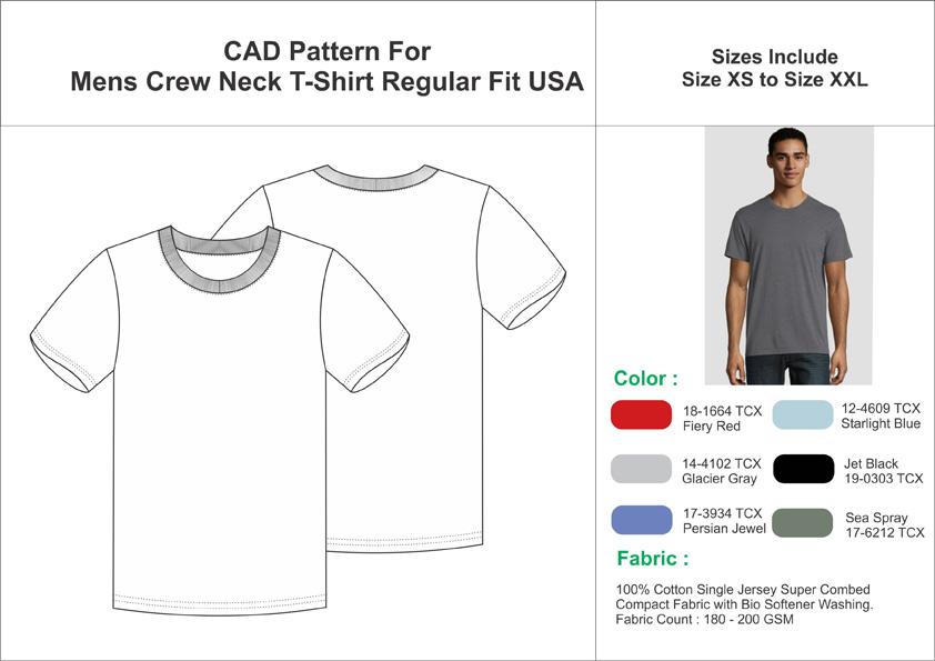 CAD Pattern Mens Half Sleeve Crew Neck T-Shirt Regular Fit