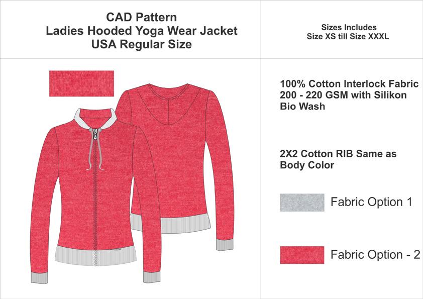 CAD Pattern Womens Yoga Wear Jacket