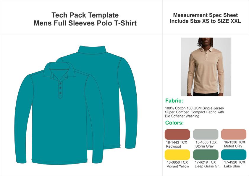 Tech Pack Template Mens Long Sleeve T-Shirt