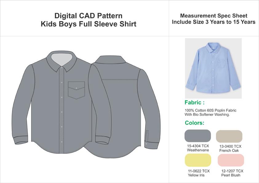 CAD Pattern Kids Full Sleeve Buttondown Shirt